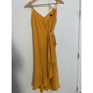 Lulus Womens Dress Size XS Yellow Ruffle Wrap Hi-Low